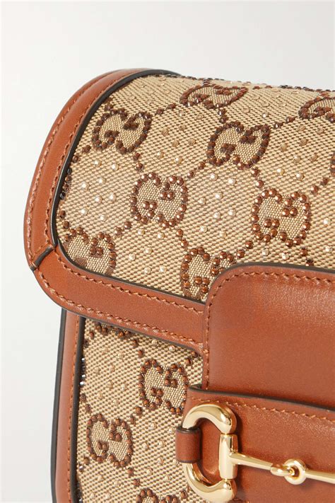 gucci 1955 horsebit mini leather-trimmed canvas-jacquard shoulder bag|gucci 1955 shoulder bag review.